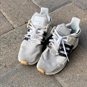 Adidas Kids' White and Black Sneakers with Tan Accents